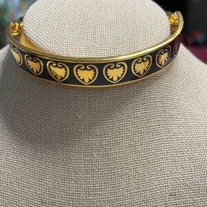 Halcyon Days Gold and Black Heart Buckingham Palace Bangle Bracelet